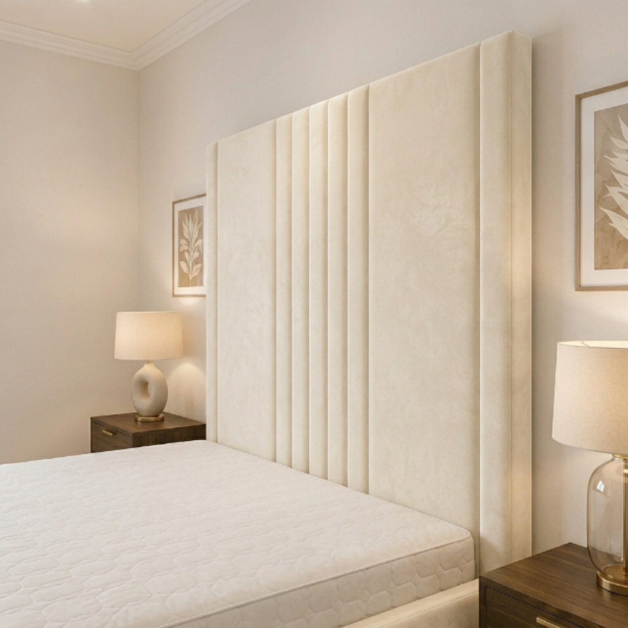 Vertical Line Tall Headboard Bed