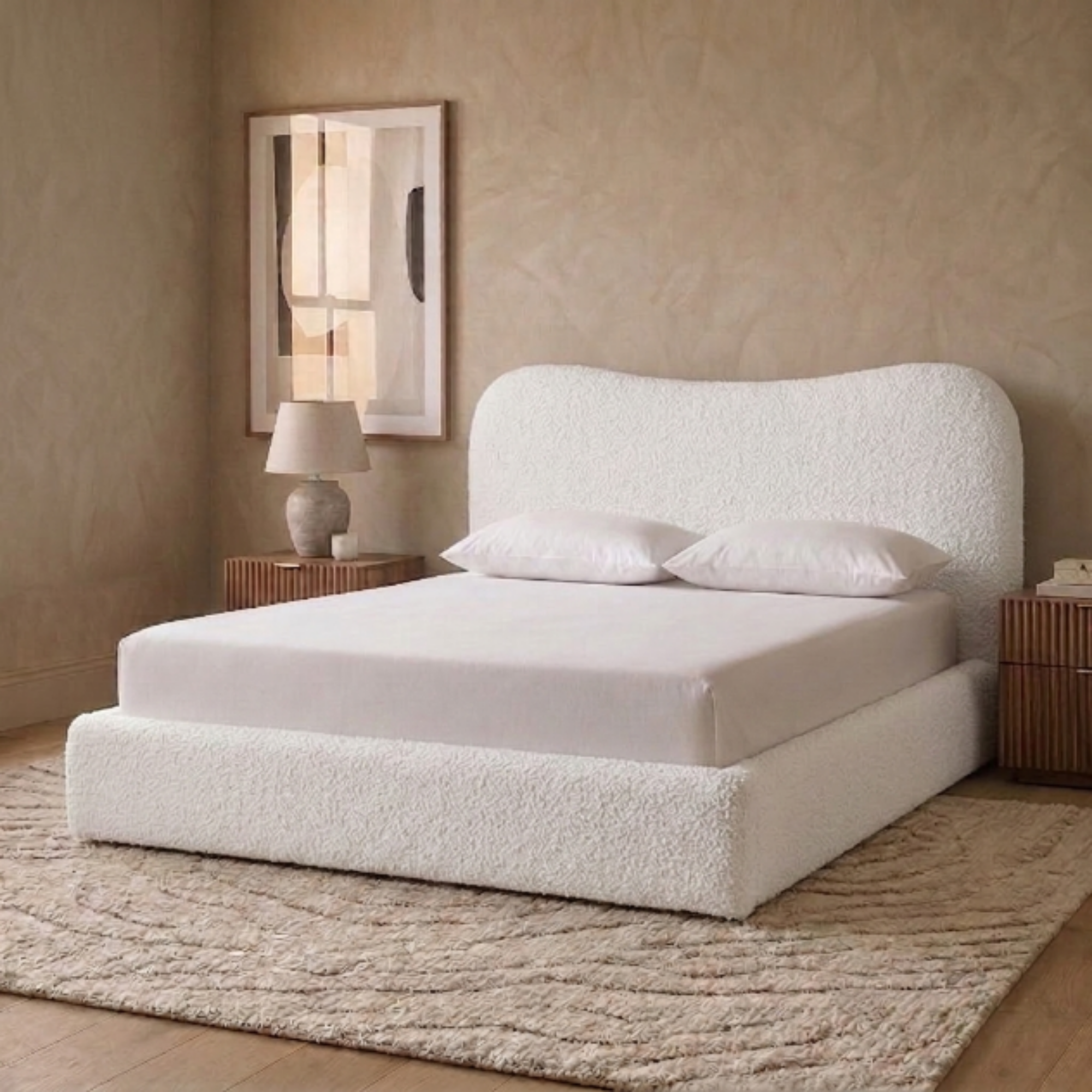 Curved Bouclé Teddy Bed