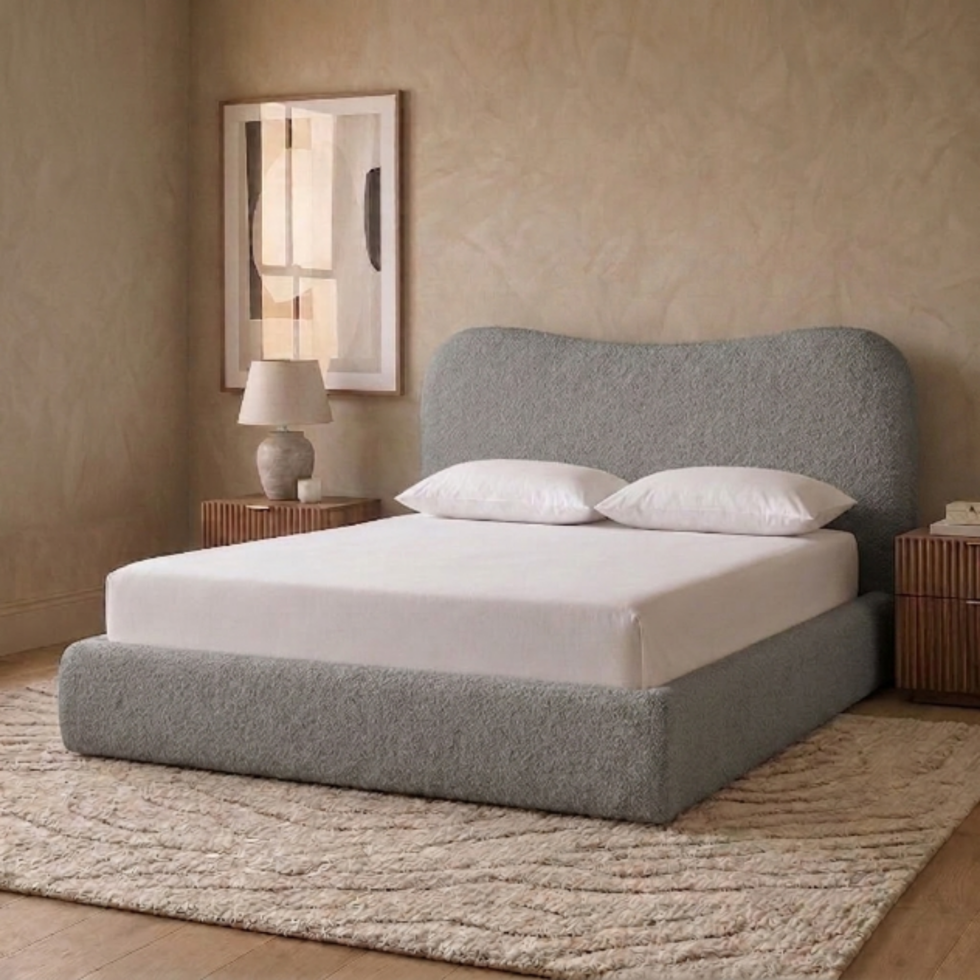 Curved Bouclé Teddy Bed