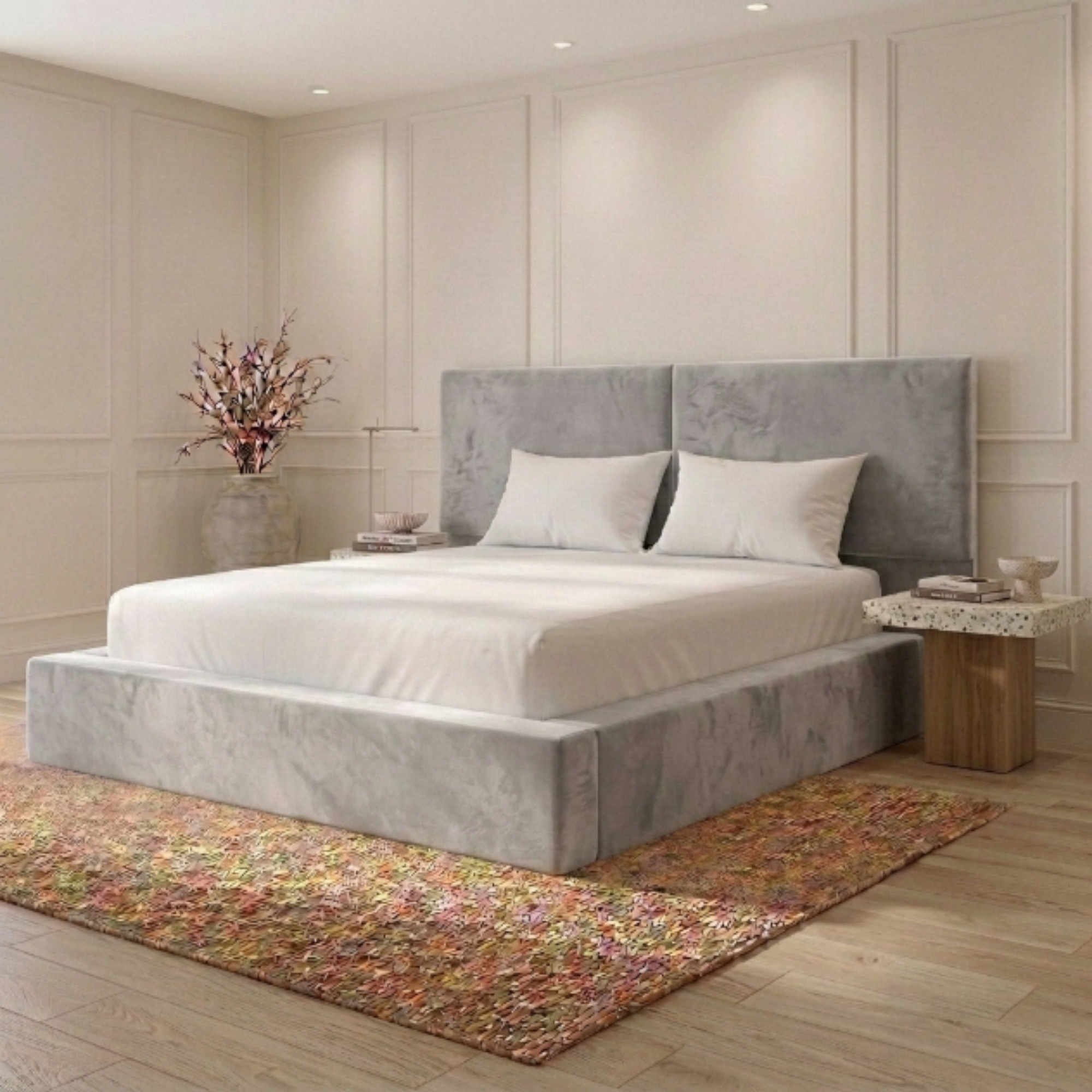 Low Double-Paneled Bed