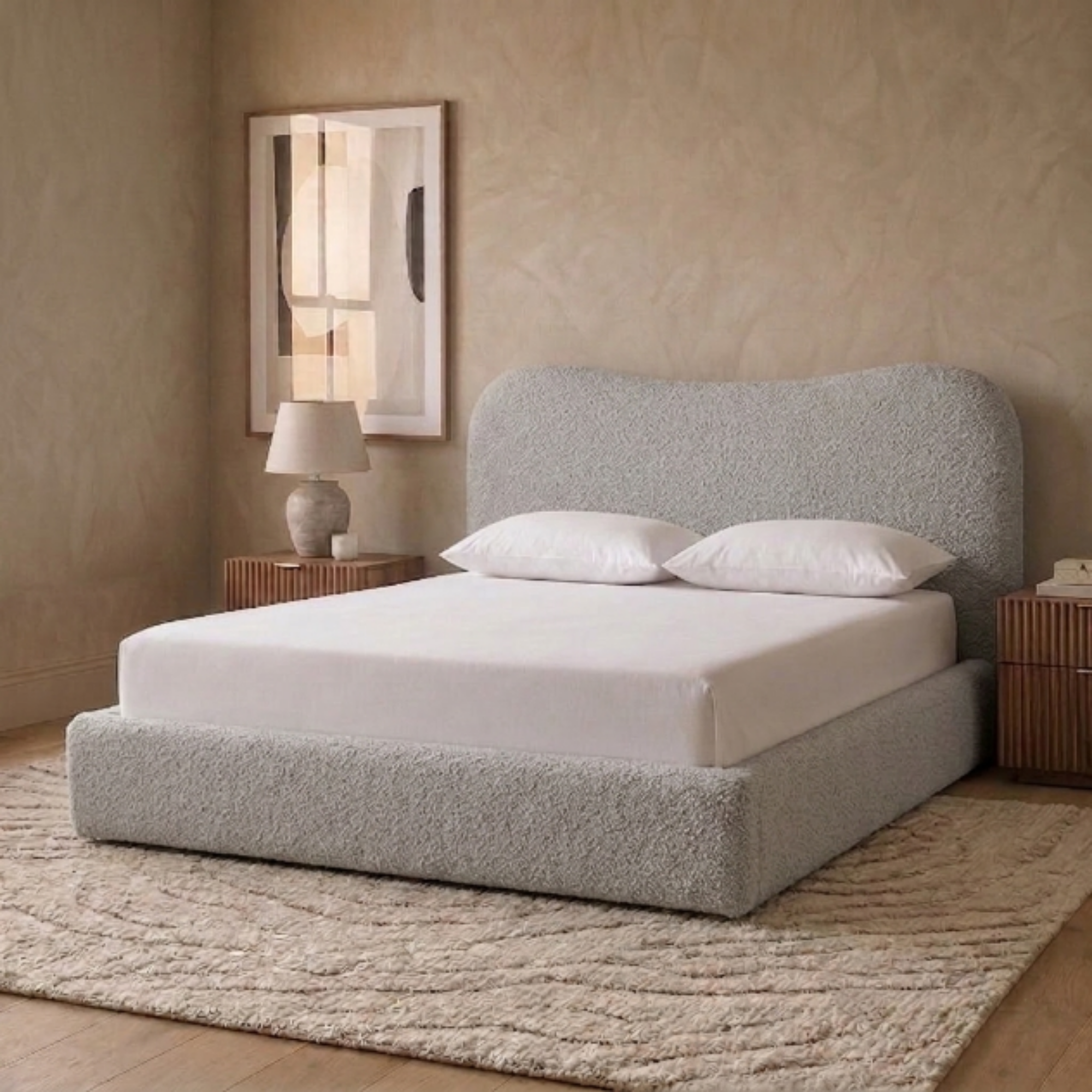 Curved Bouclé Teddy Bed