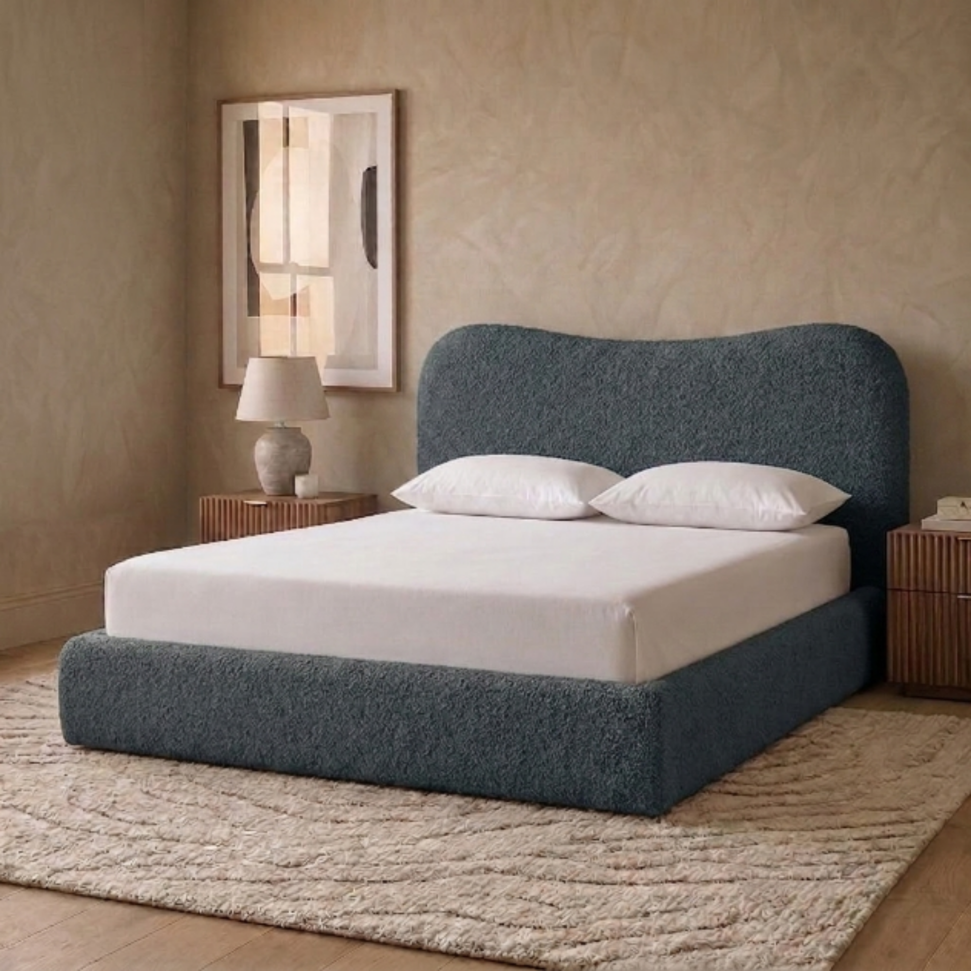 Curved Bouclé Teddy Bed