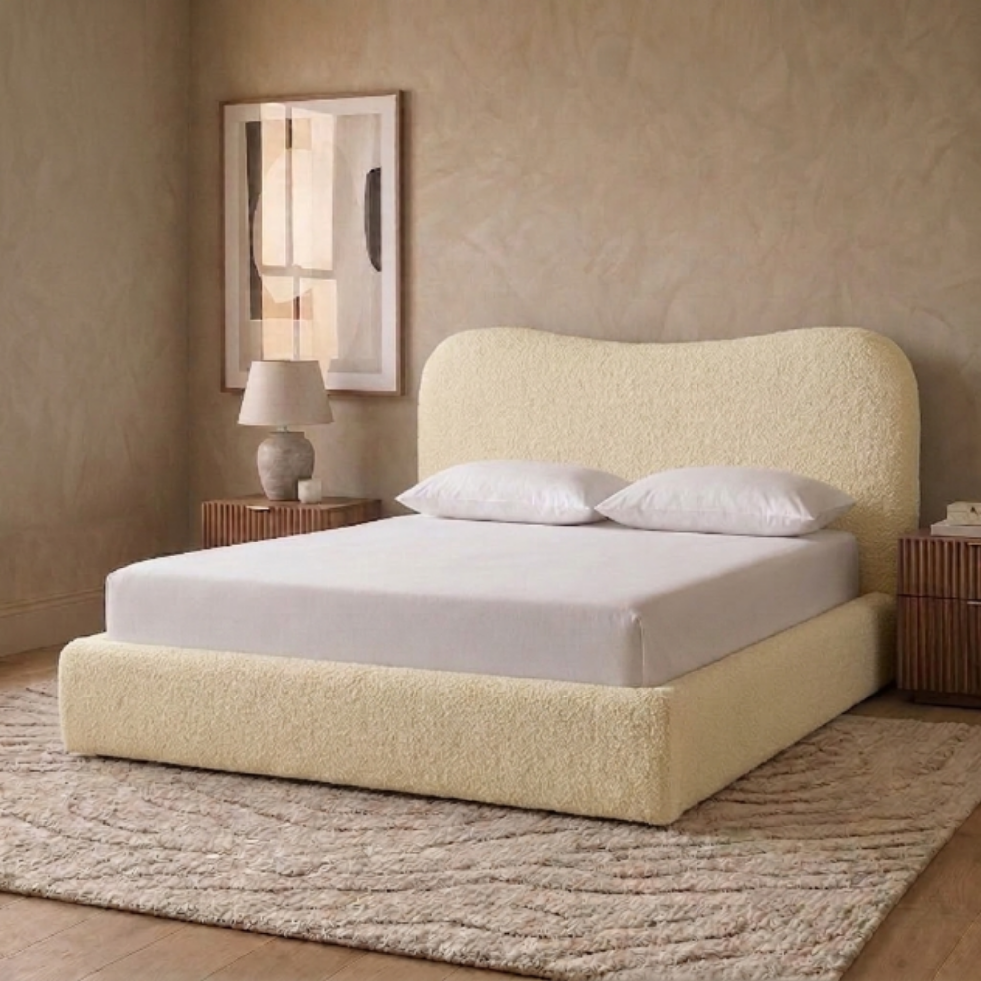 Curved Bouclé Teddy Bed