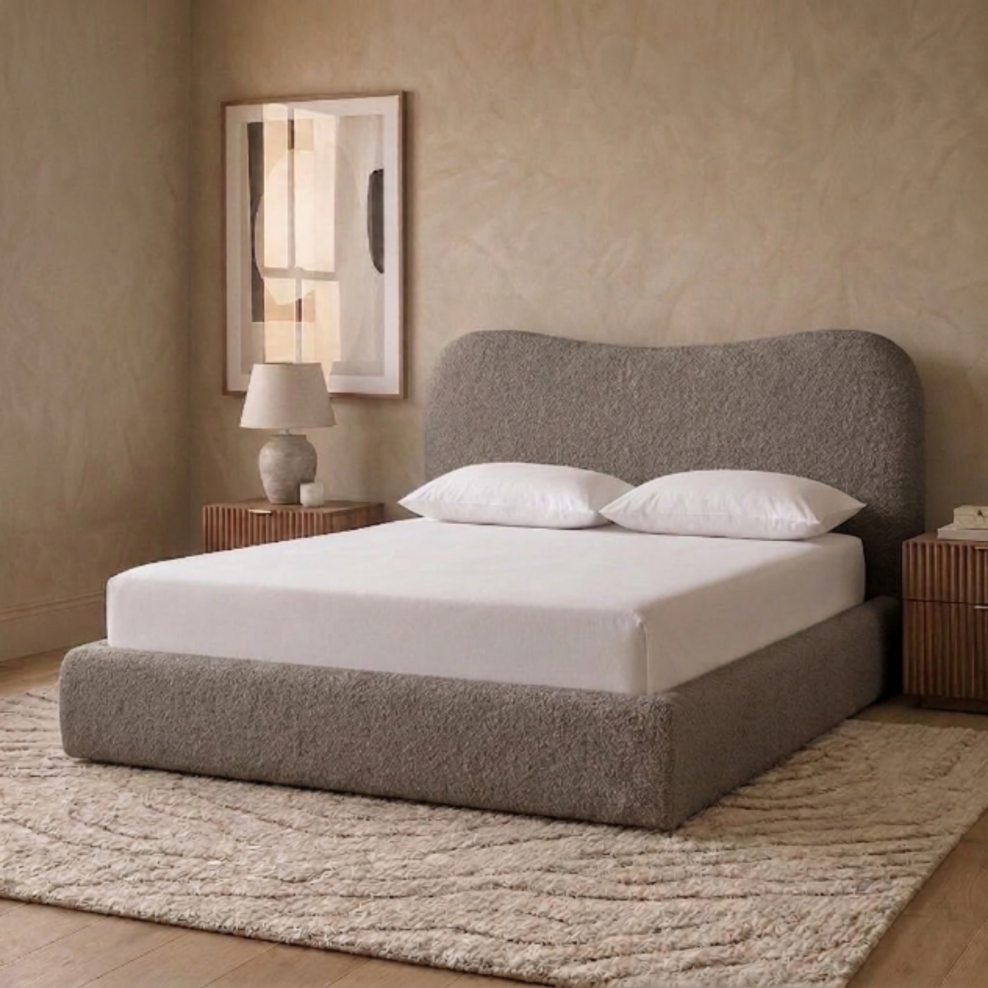 Curved Bouclé Teddy Bed