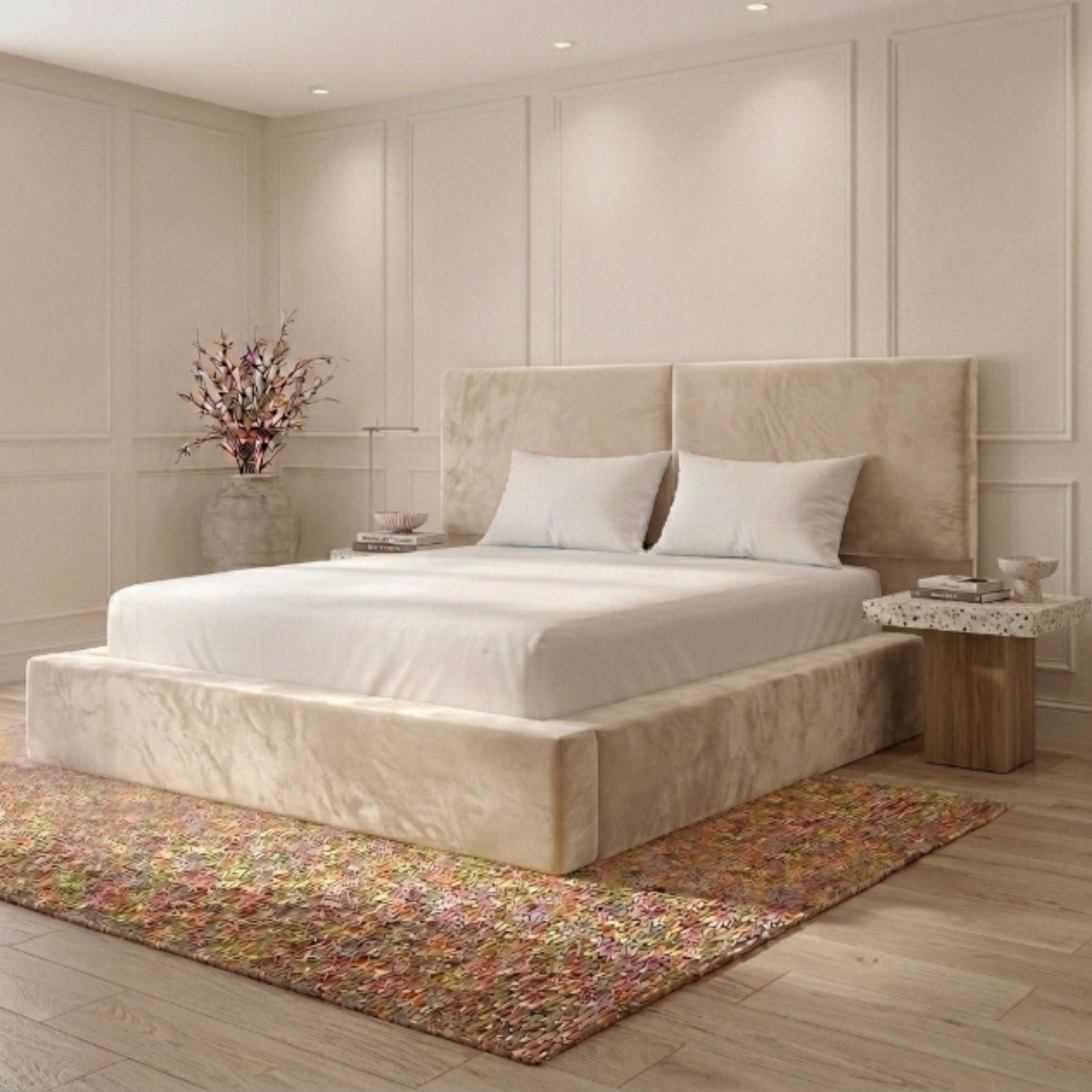 Low Double-Paneled Bed