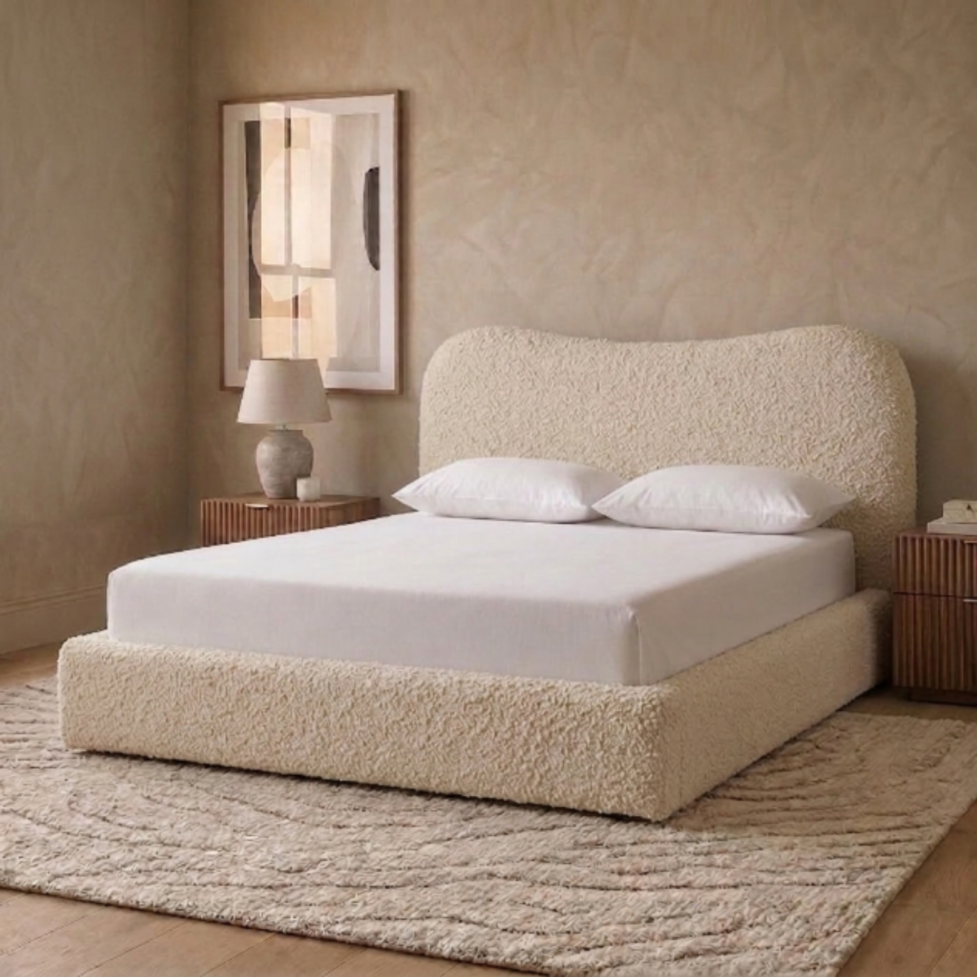 Curved Bouclé Teddy Bed