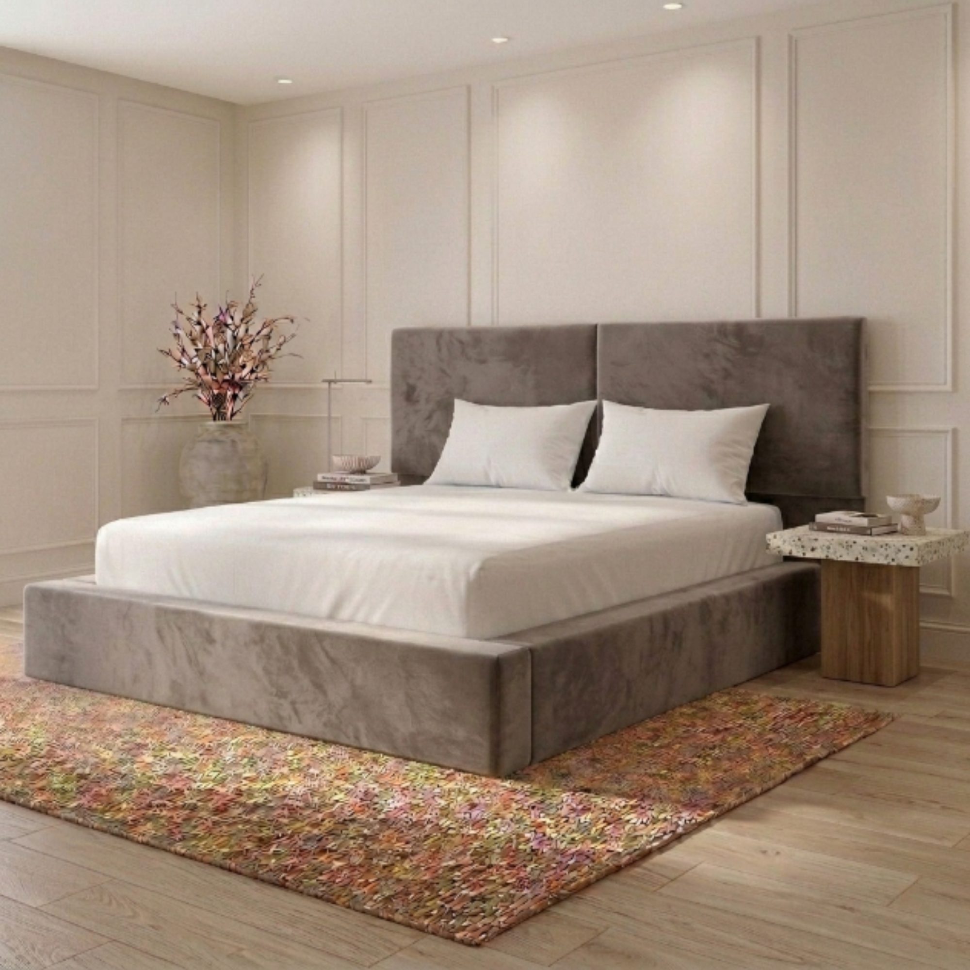Low Double-Paneled Bed