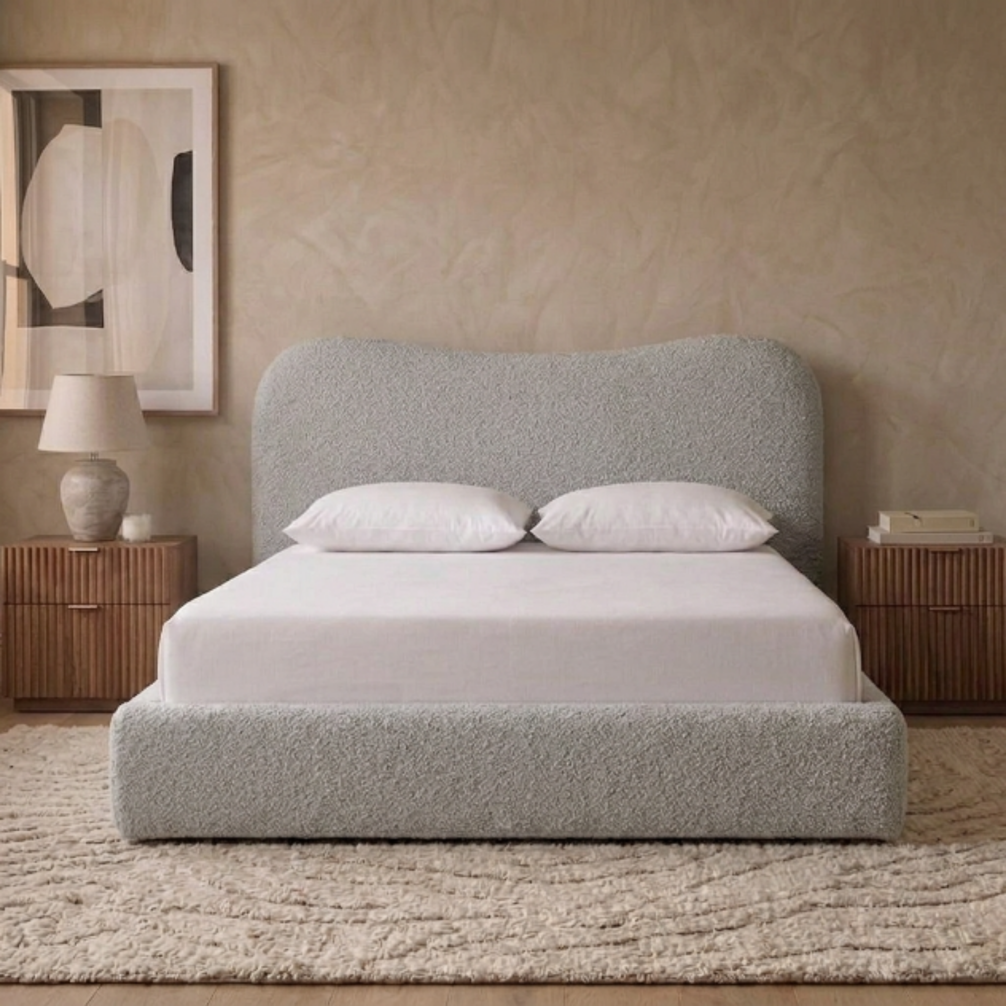 Curved Bouclé Teddy Bed