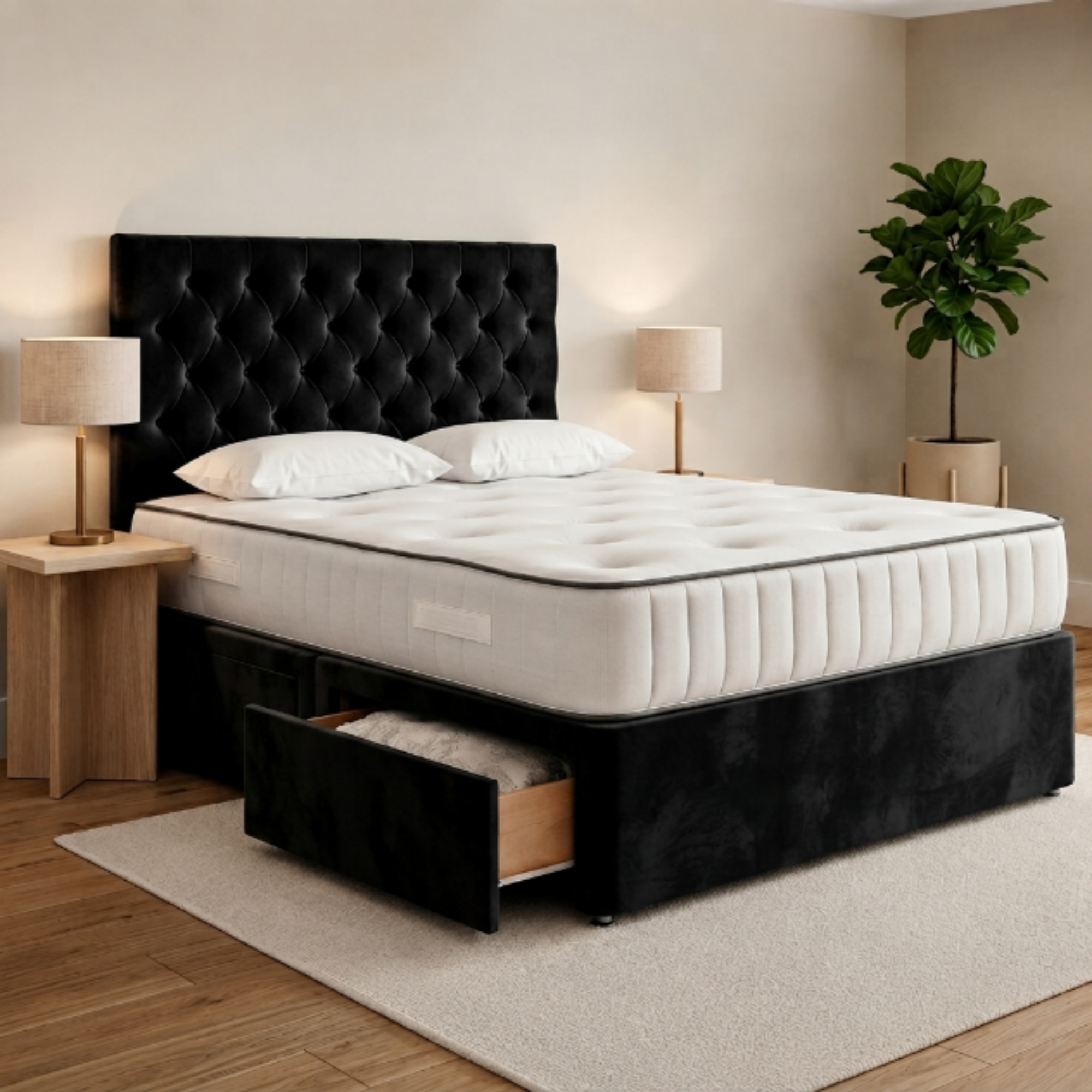 Button-Tufted Divan Bed