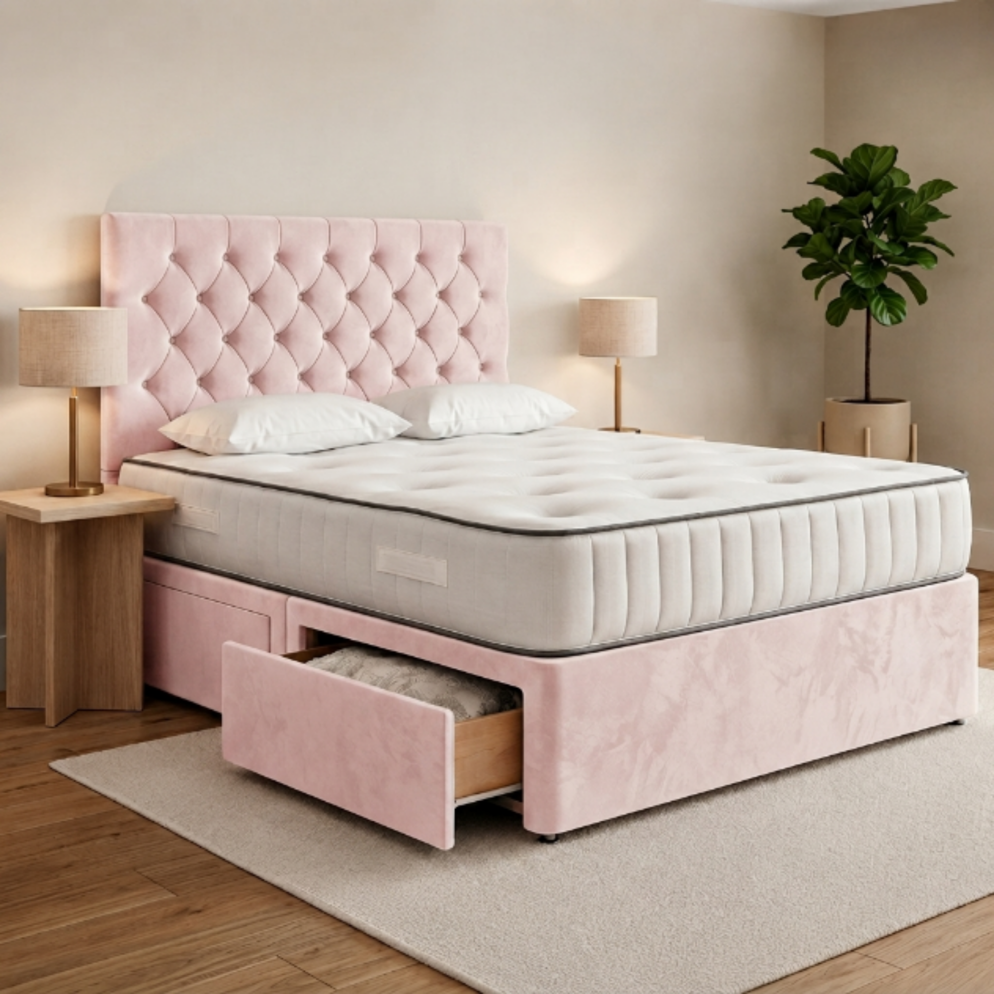 Button-Tufted Divan Bed