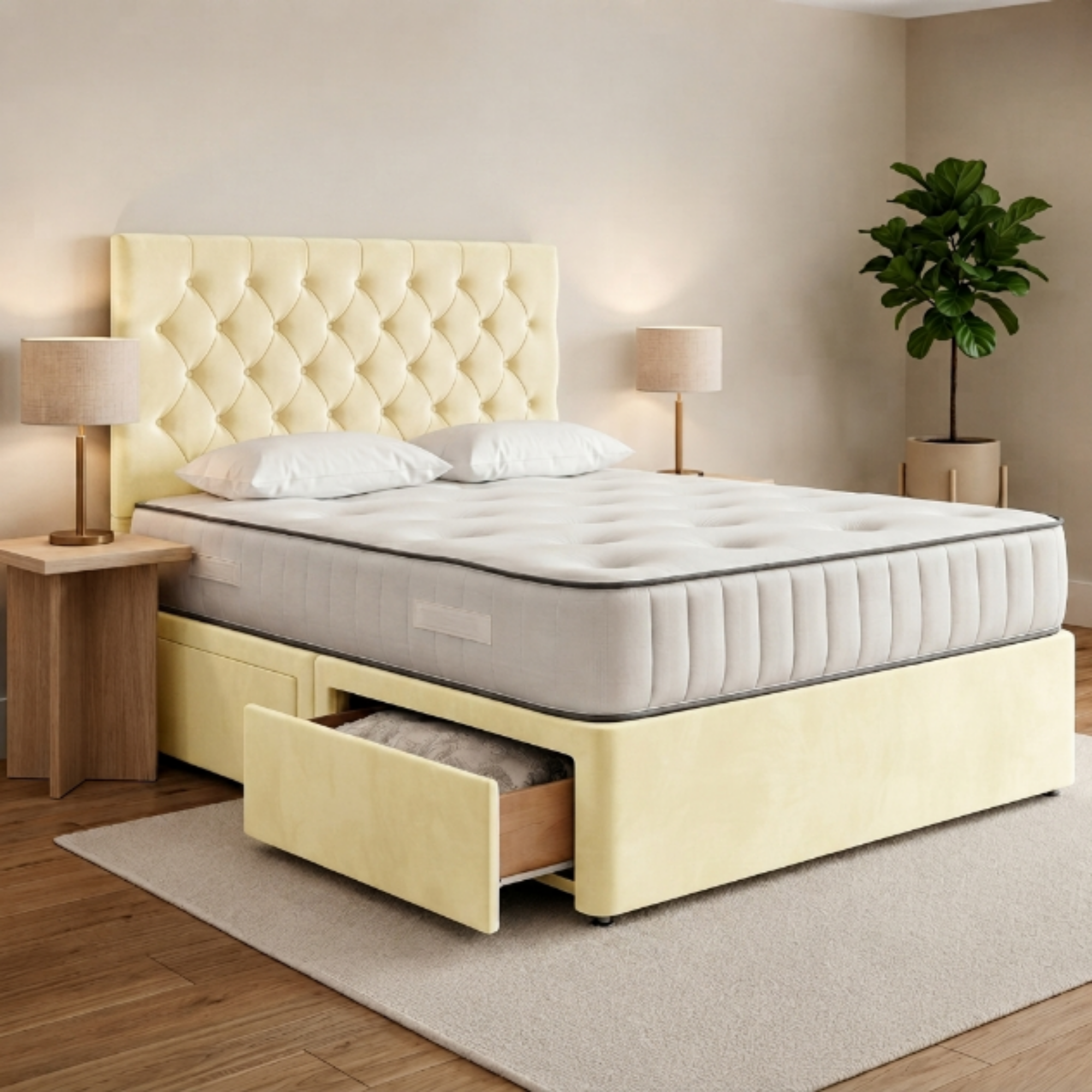 Button-Tufted Divan Bed
