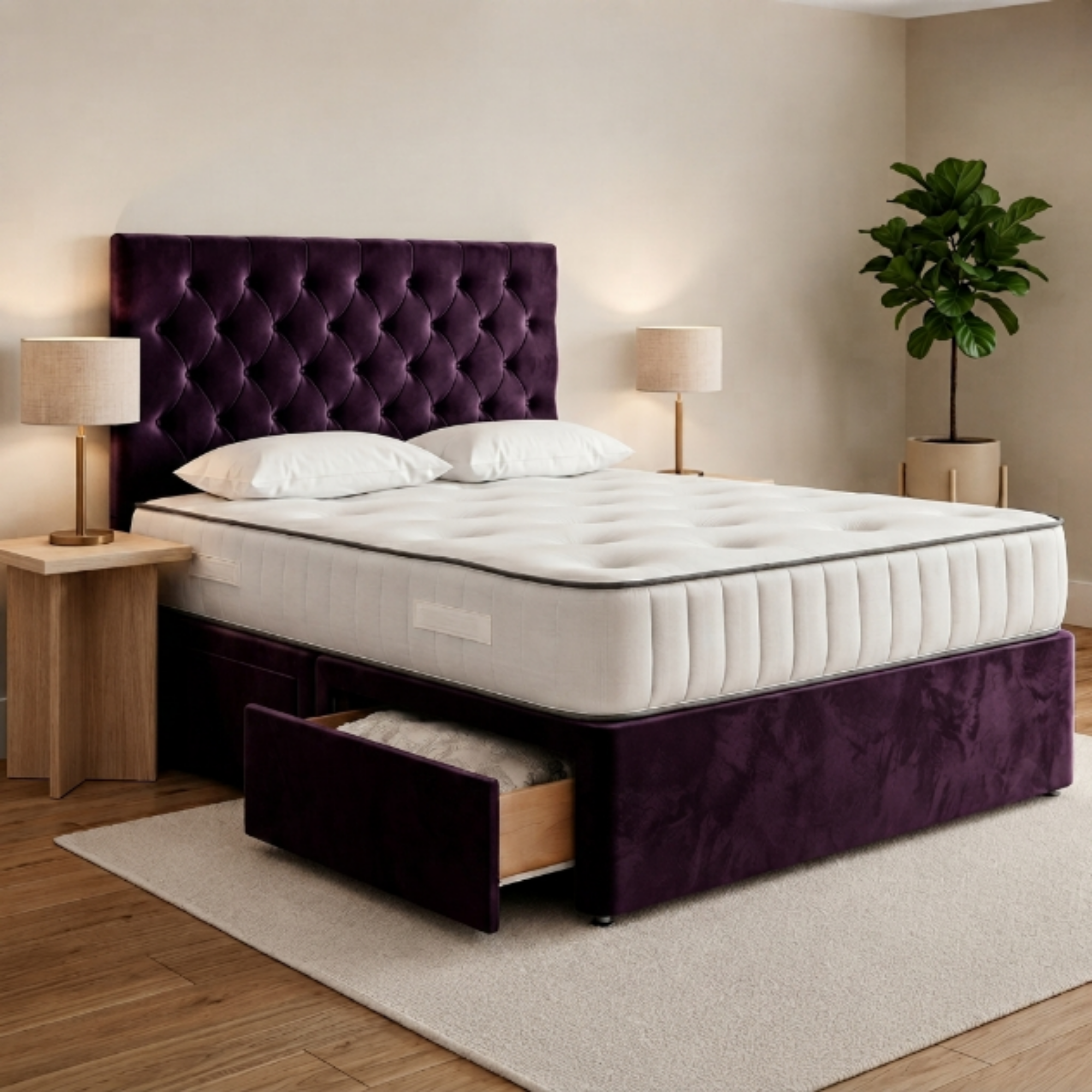 Button-Tufted Divan Bed