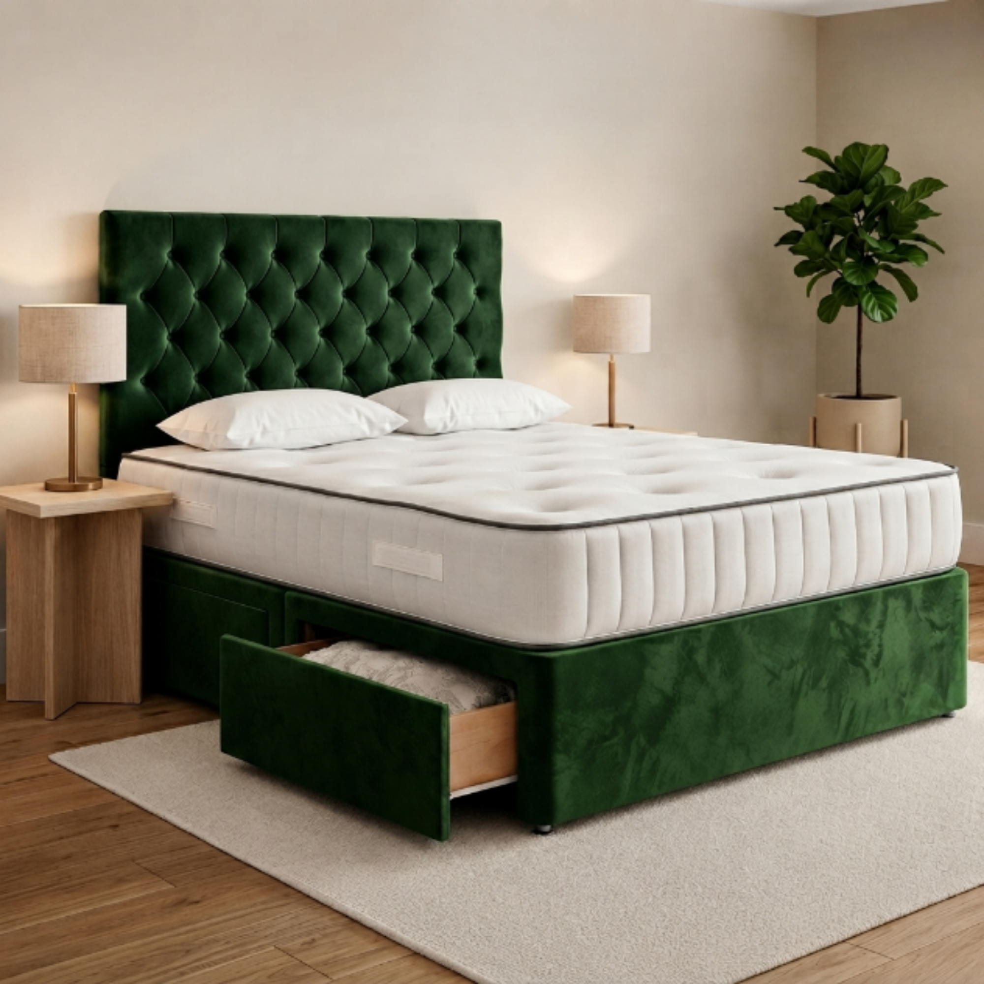 Button-Tufted Divan Bed