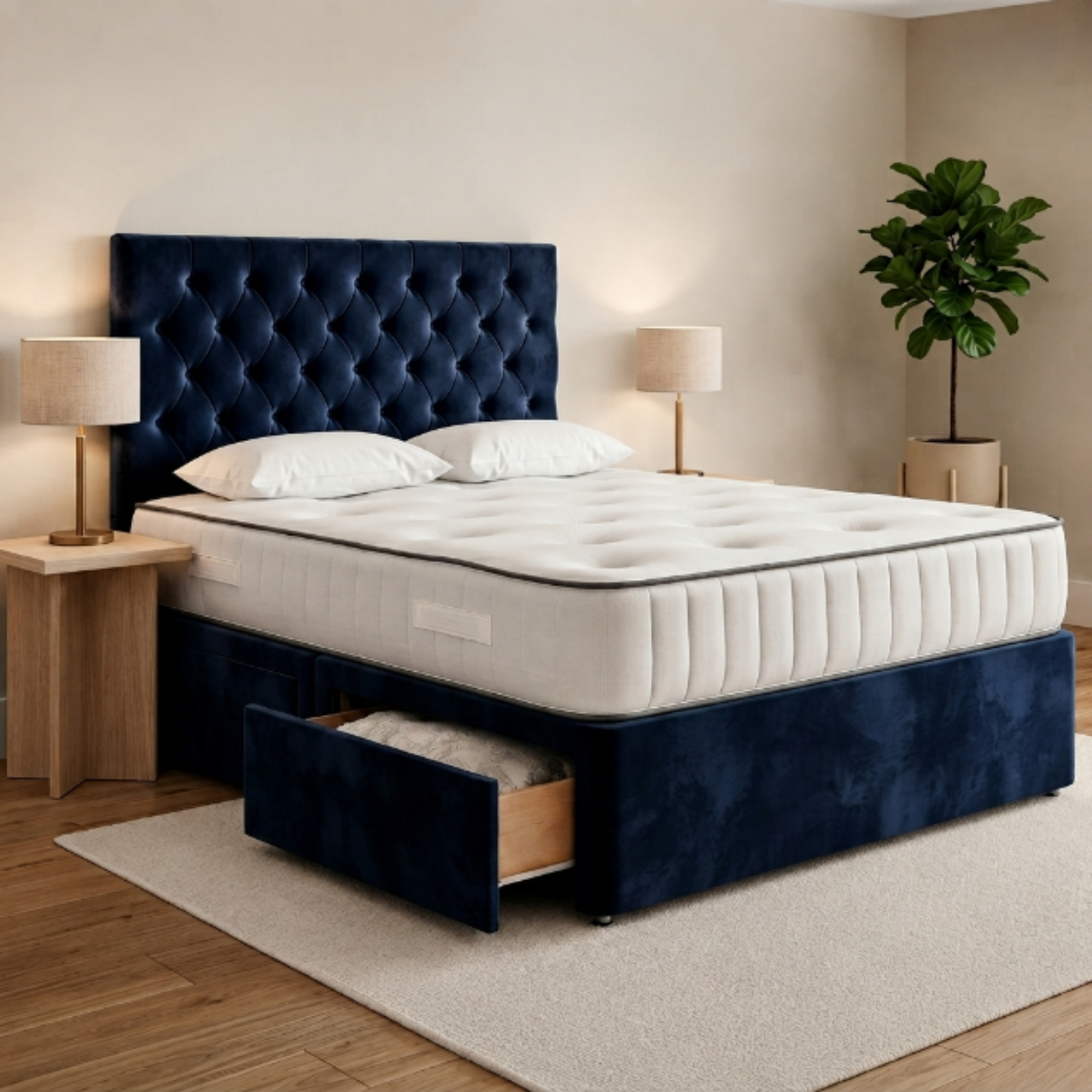 Button-Tufted Divan Bed