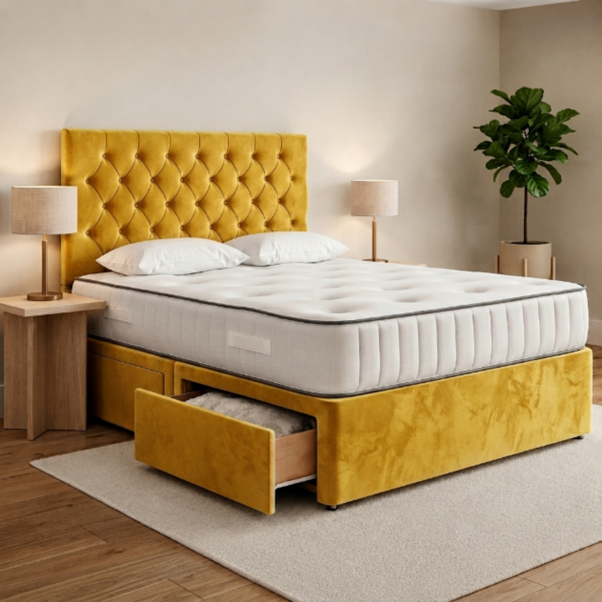 Button-Tufted Divan Bed