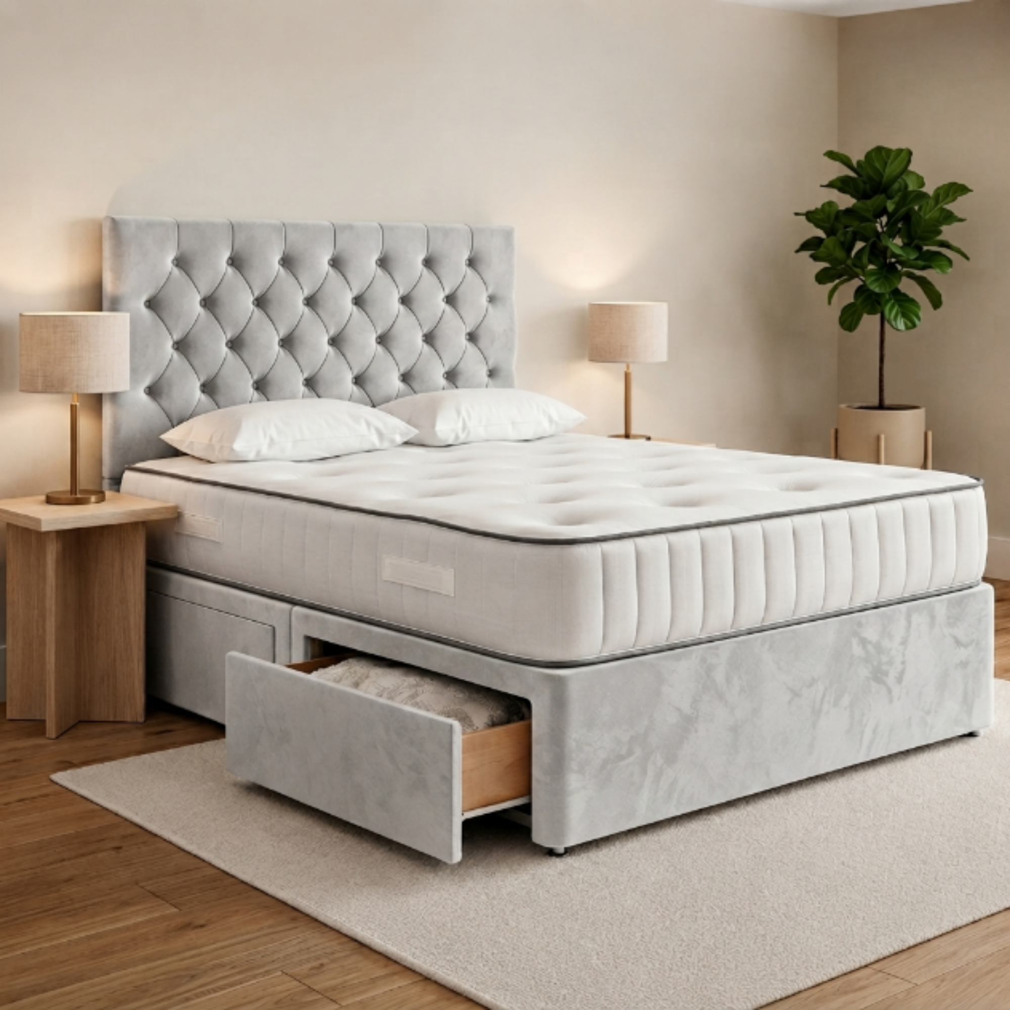 Button-Tufted Divan Bed