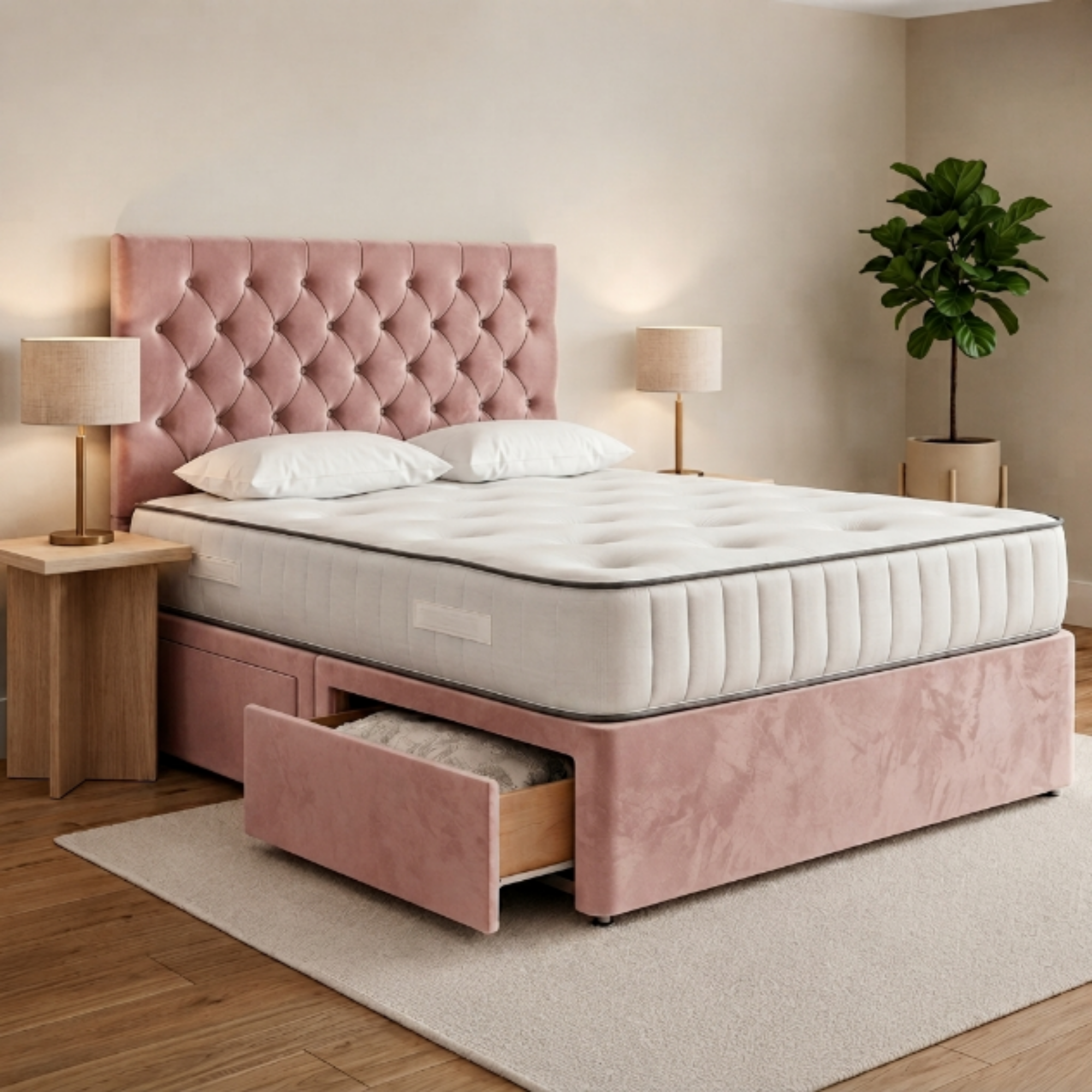 Button-Tufted Divan Bed