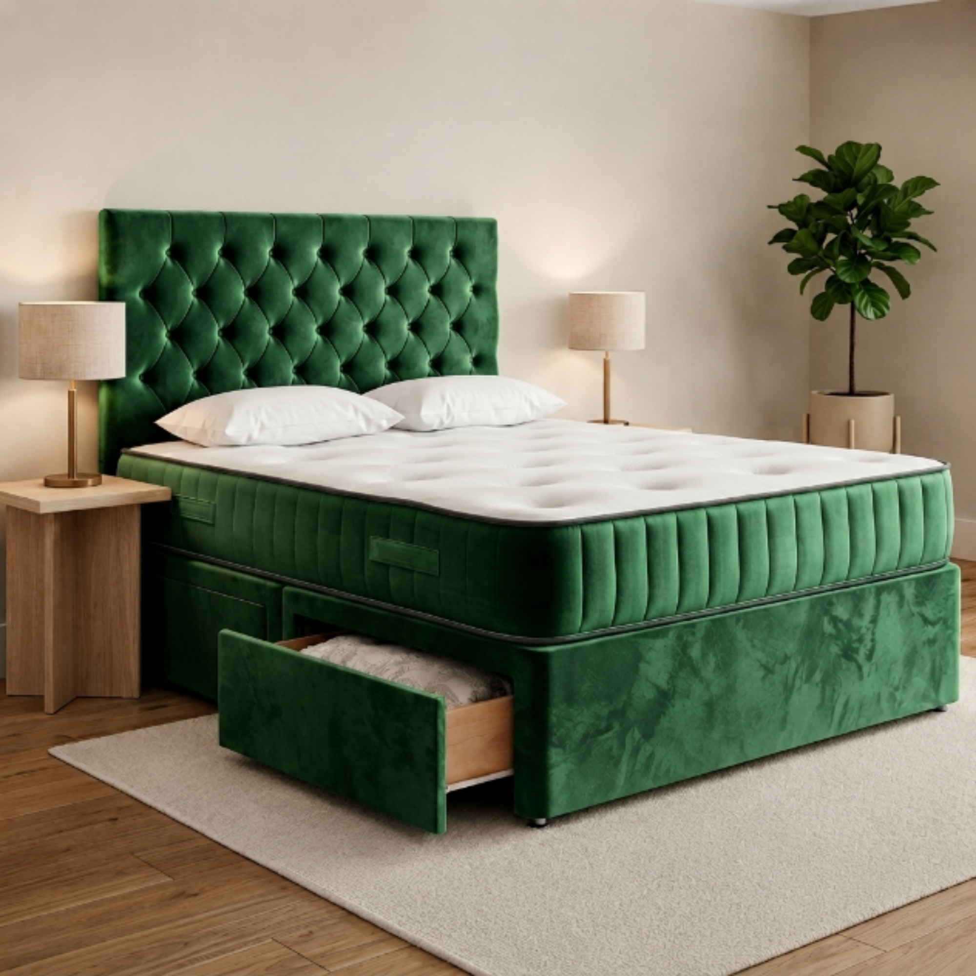 Button-Tufted Divan Bed