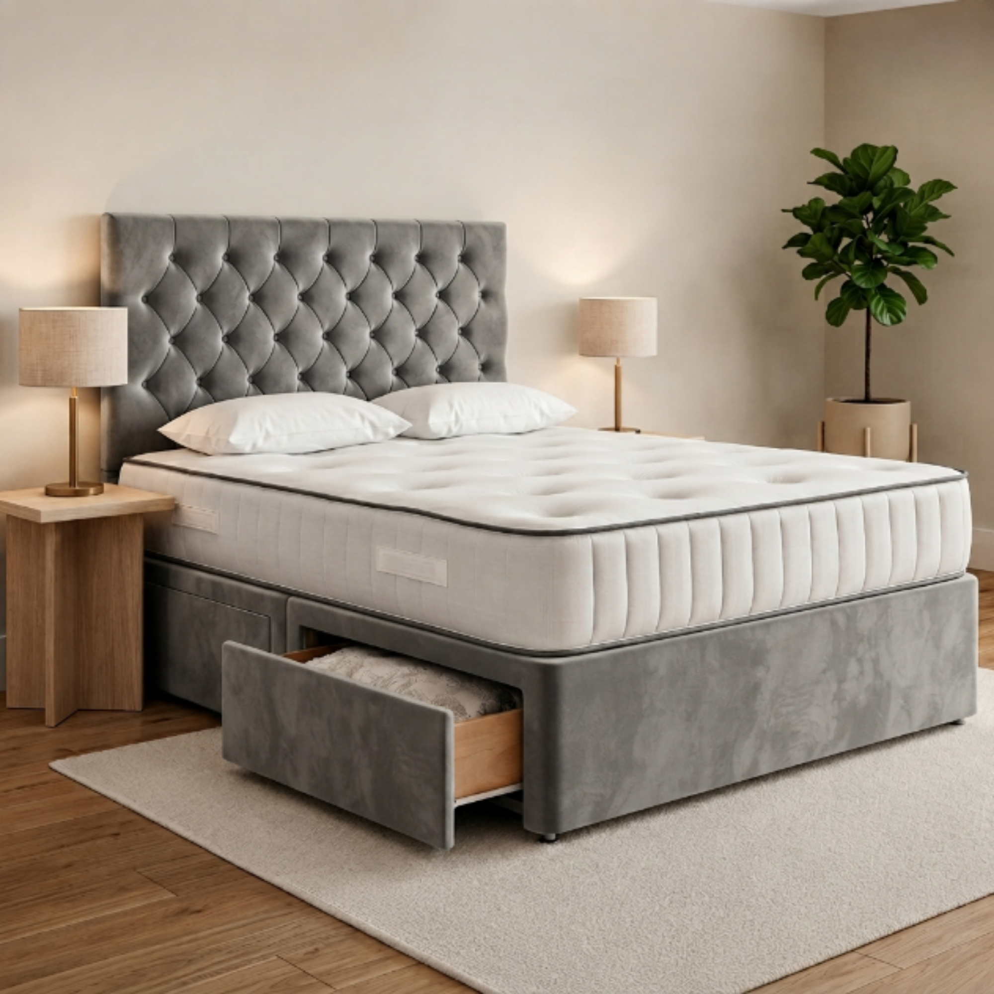 Button-Tufted Divan Bed