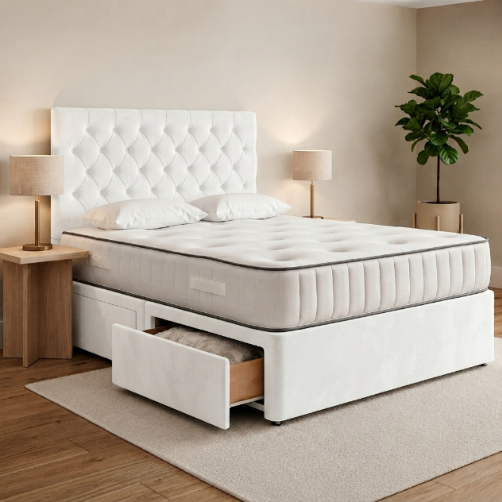 Button-Tufted Divan Bed