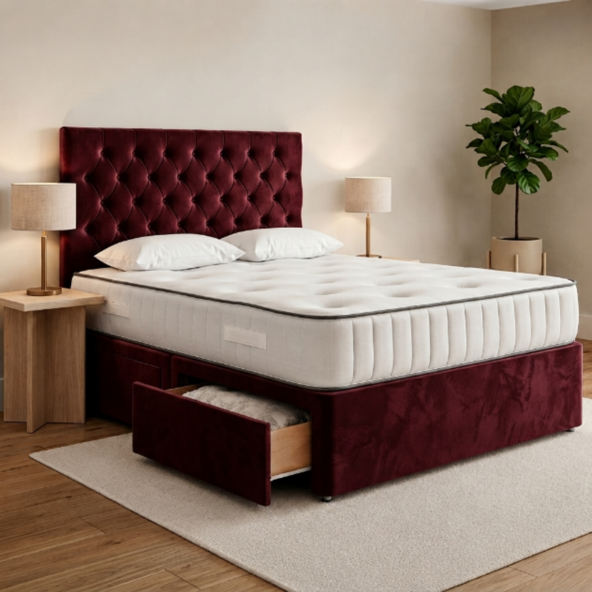 Button-Tufted Divan Bed