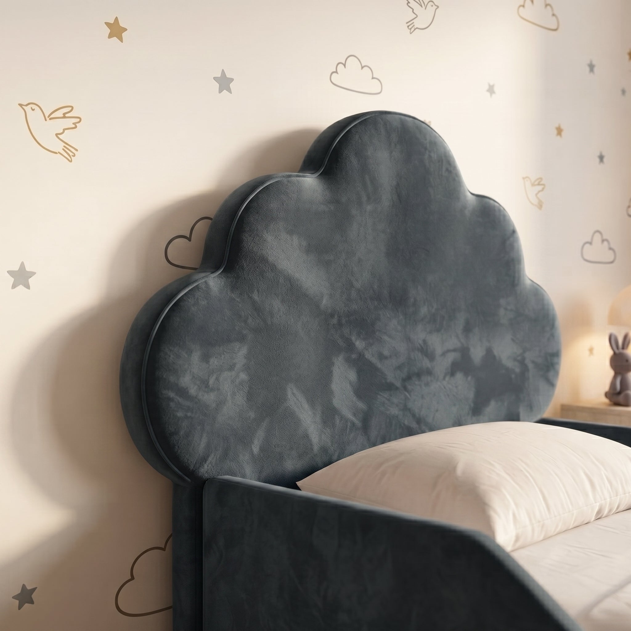 Cloud Shaped Scalloped Ottoman Kids Bed