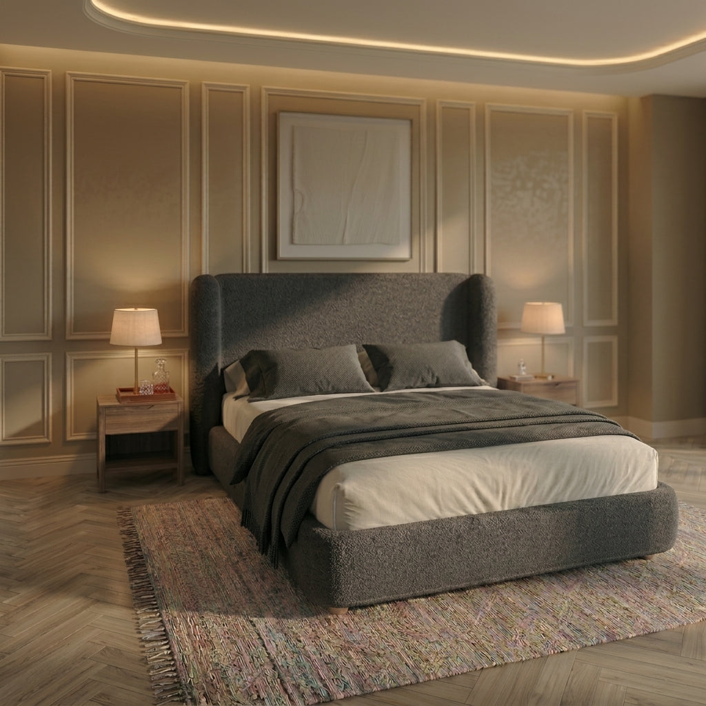 Nordic Teddy Bouclé Winged Bed