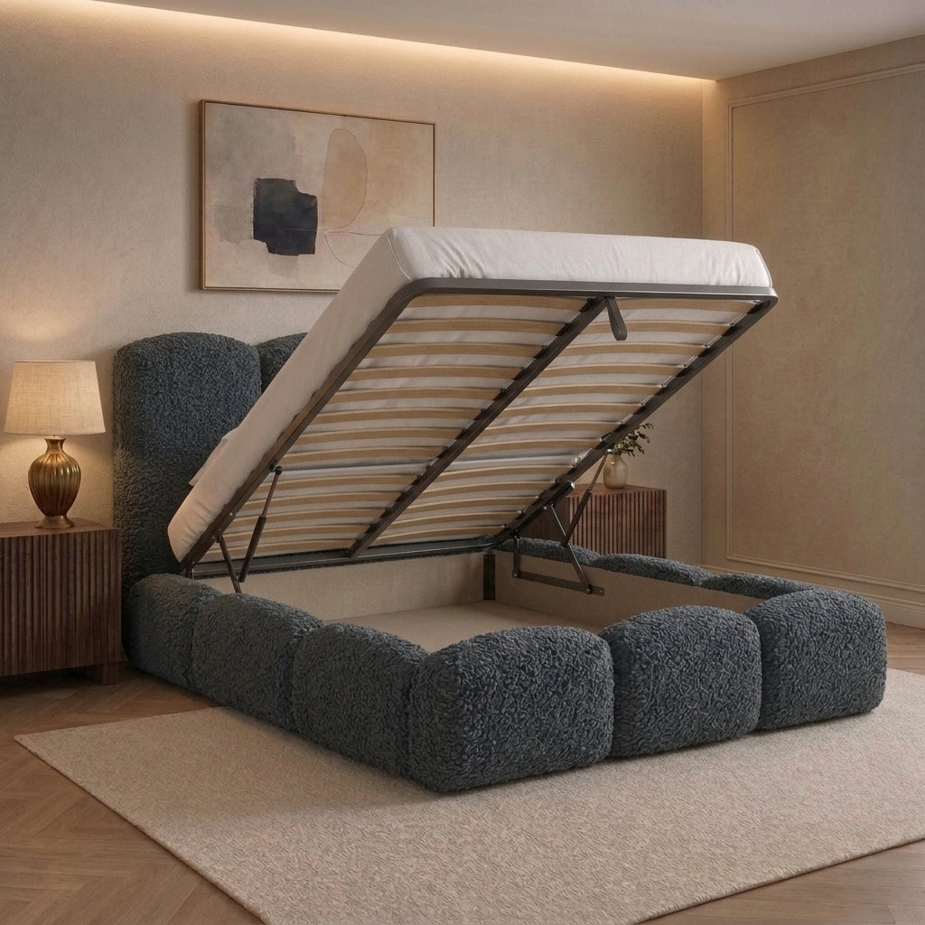 Arched Panel Teddy Bouclé Bed