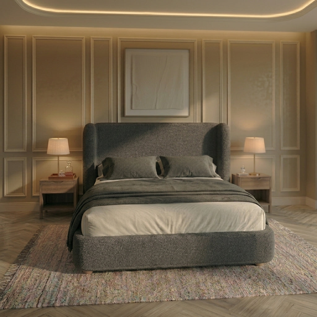 Nordic Teddy Bouclé Winged Bed