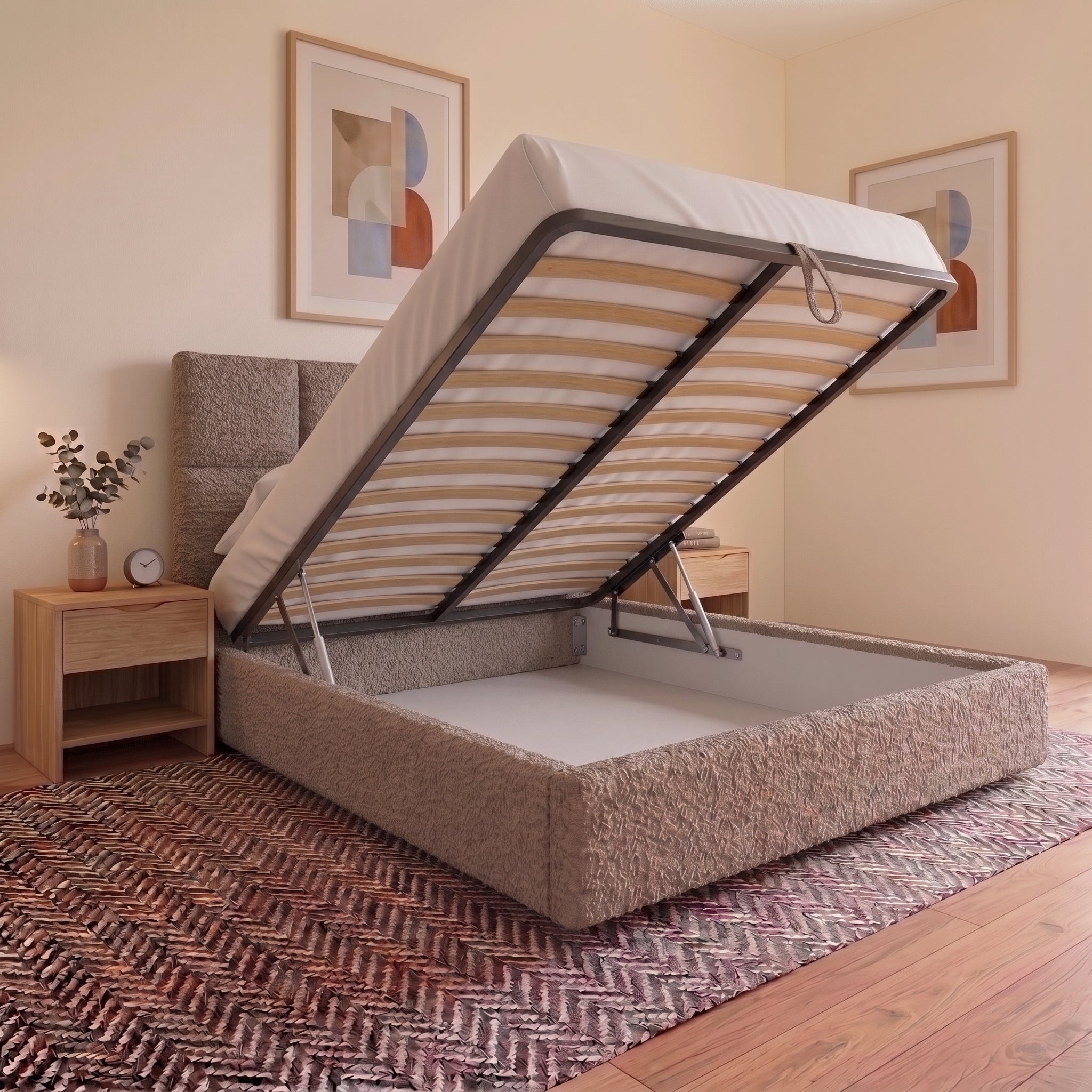 Cube Teddy Bouclé Fabric Bed