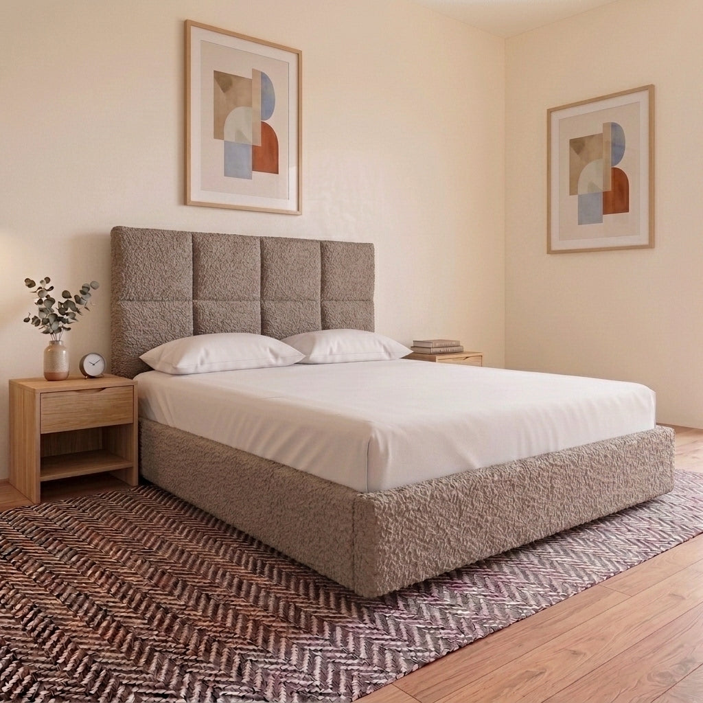 Cube Teddy Bouclé Fabric Bed