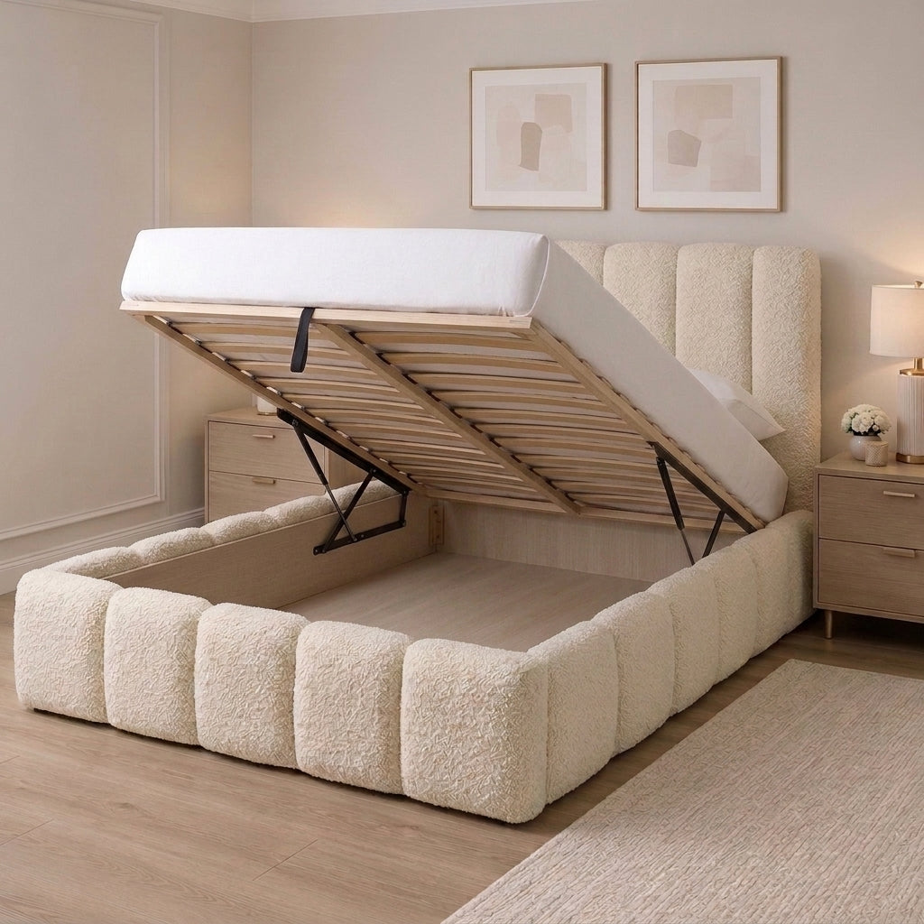 Channel Panel Teddy Bouclé Bed